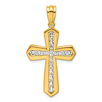 1 Carat Lab-Made Diamond Sword Cross Pendant for Men in 14K Gold